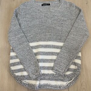 Cotton On Gray and White Crew Neck Sweater with Stripes Womens size XS